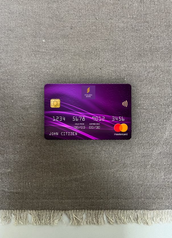 Premium Herunterladen Nigeria Polaris Bank Mastercard Foto-Look Vorderseite Photoshop Vorlage