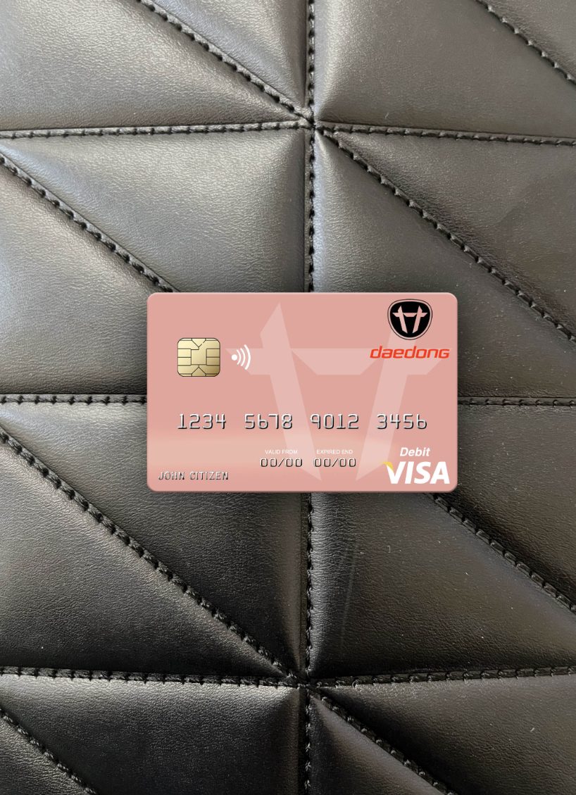 Editierbare Herunterladen Nordkorea Daedong Kredit Bank Visa Debit Karte Foto-Look Vorderseite Photoshop Vorlage