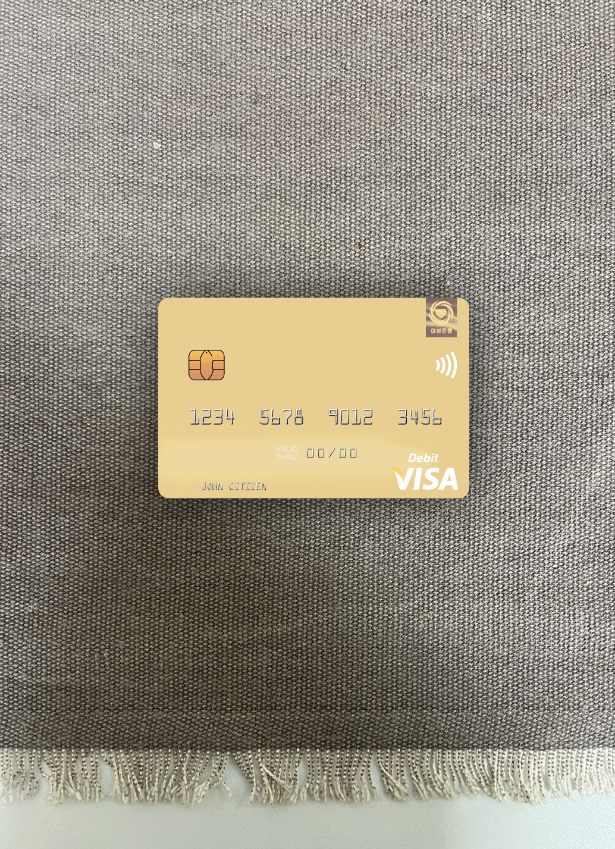 Editierbare Herunterladen Nordkorea Daesong Bank Visa Debit Karte Foto-Look Vorderseite Photoshop Vorlage