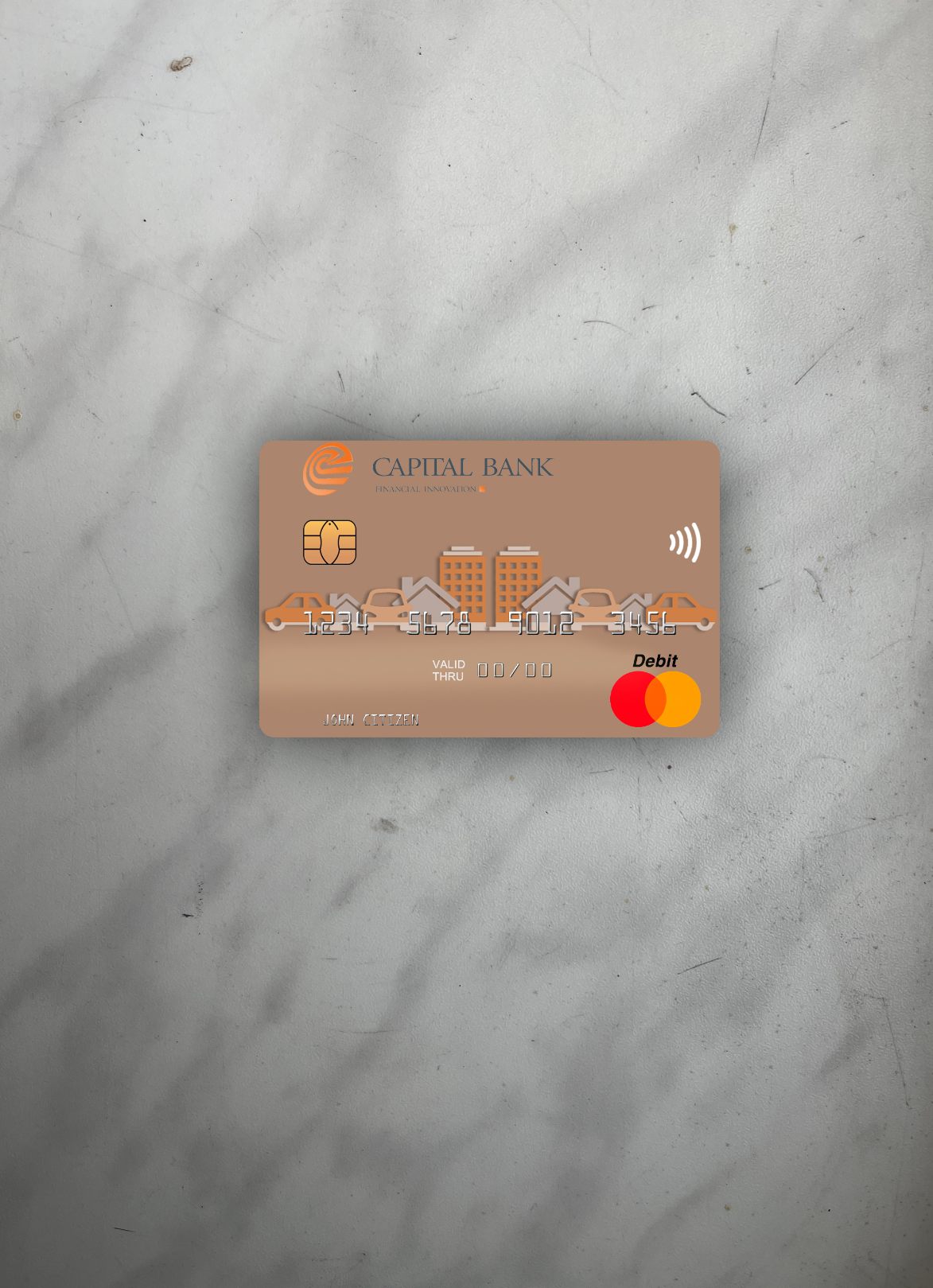 Hochwertige Herunterladen Nord Macedonia Hauptstadt Banka AD Skopje Mastercard Foto-Look Vorderseite Photoshop Vorlage