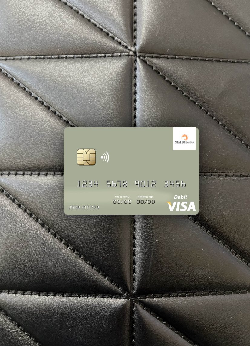 Hochwertige Herunterladen Nord Macedonia Stater Banka AD Kumanovo Visa Debit Karte Foto-Look Vorderseite Photoshop Vorlage