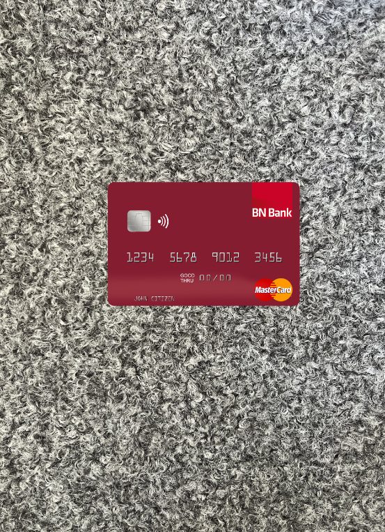 Editierbare Herunterladen Norwegen BN Bank ASA Mastercard Foto-Look Vorderseite Photoshop Vorlage