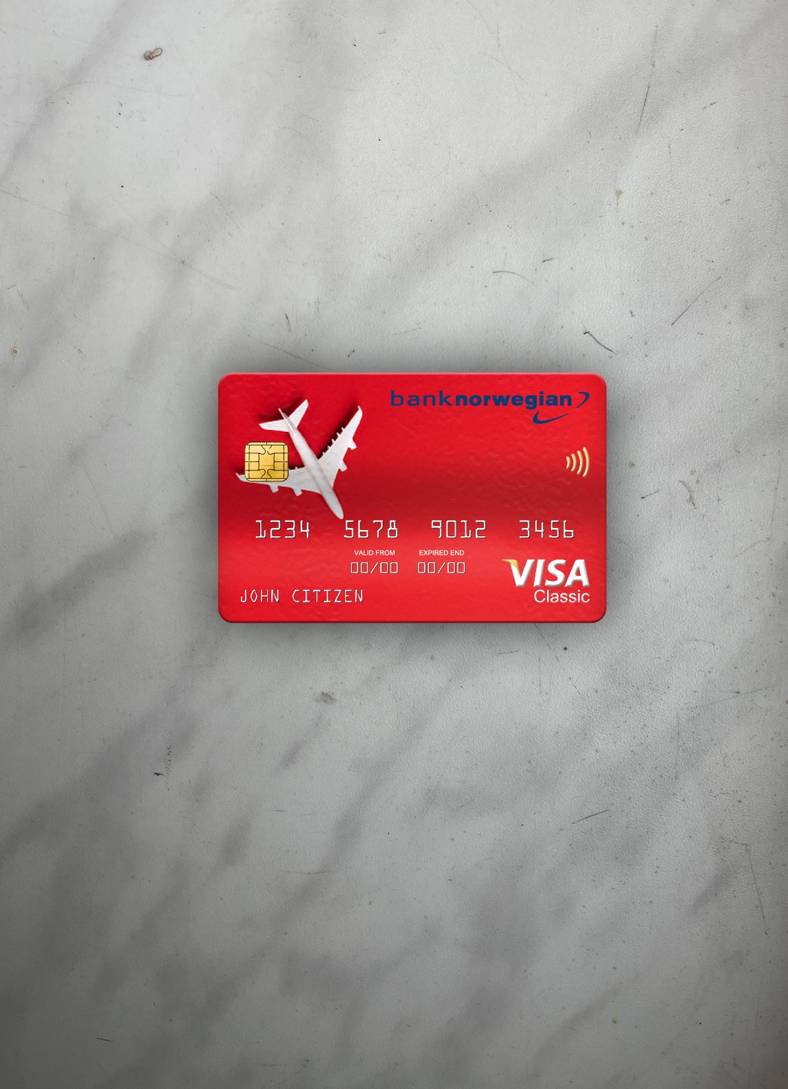 Editierbare Herunterladen Norwegen Bank Norwegian AS Bank Visa Classic Karte Foto-Look Vorderseite Photoshop Vorlage