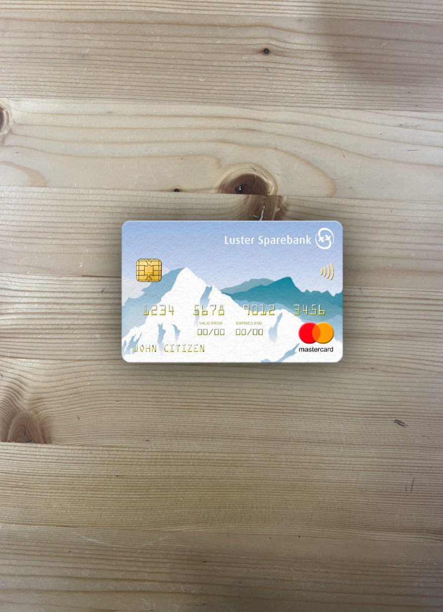 Editierbare Herunterladen Norwegen Luster Sparebank Mastercard Foto-Look Vorderseite Photoshop Vorlage