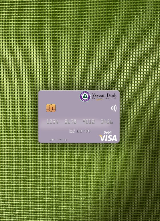 Professionelle Herunterladen Pakistan Meezan Bank GmbH Visa Debit Karte Foto-Look Vorderseite Photoshop Vorlage