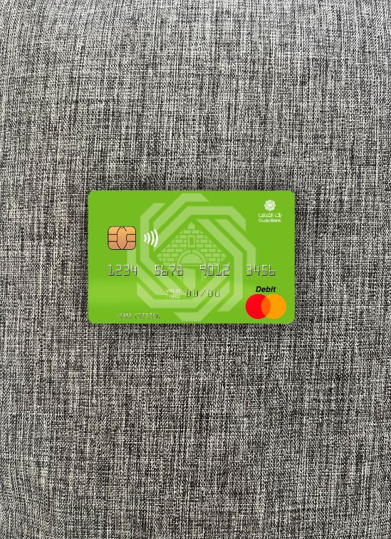 Realistische Herunterladen Palestine Al Quds Bank Mastercard Foto-Look Vorderseite Photoshop Vorlage