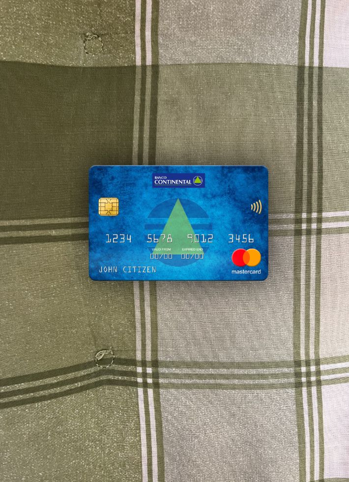 Realistische Herunterladen Paraguay Banco Continental S.A.E.C.A. Bank Mastercard Foto-Look Vorderseite Photoshop Vorlage