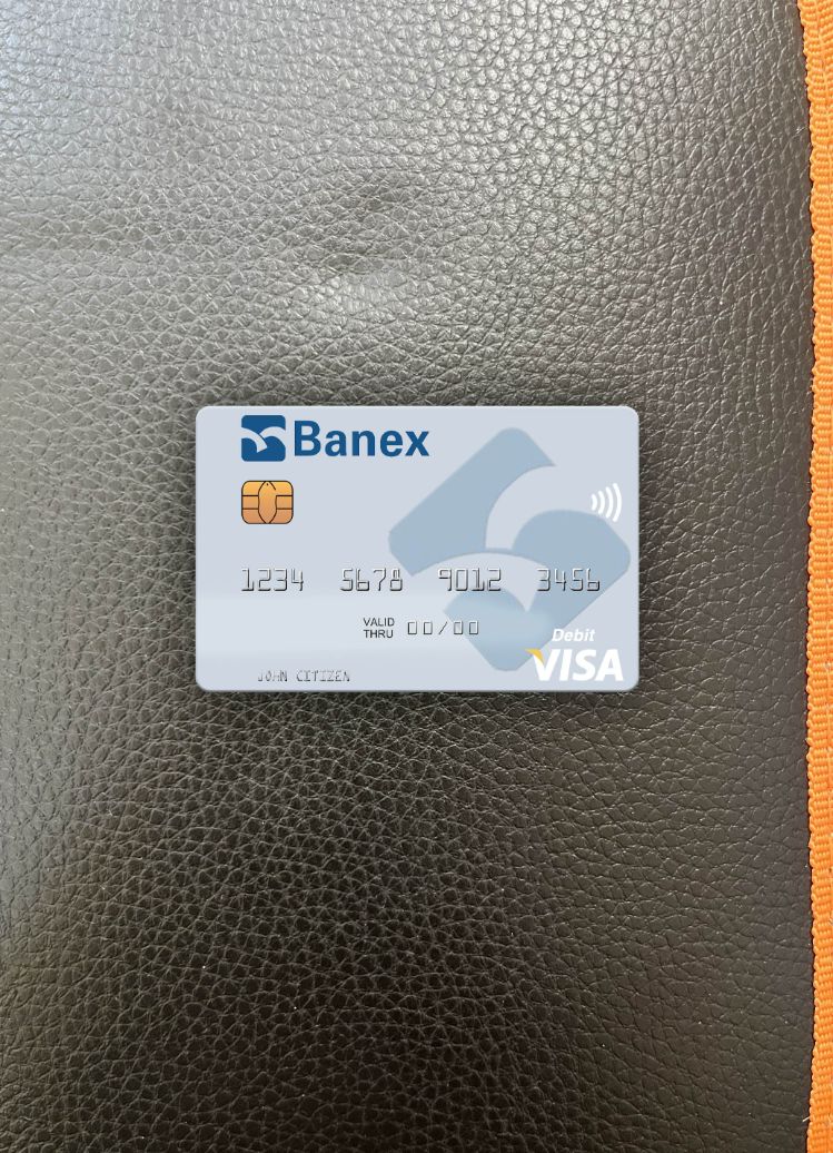 Realistische Herunterladen Peru Banco Banex Visa Debit Karte Foto-Look Vorderseite Photoshop Vorlage