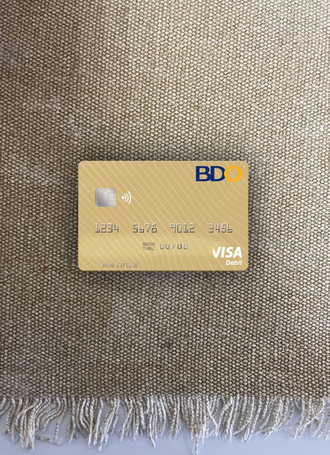 Professionelle Herunterladen Philippinen Banco de Oro Visa Debit Karte Foto-Look Vorderseite Photoshop Vorlage