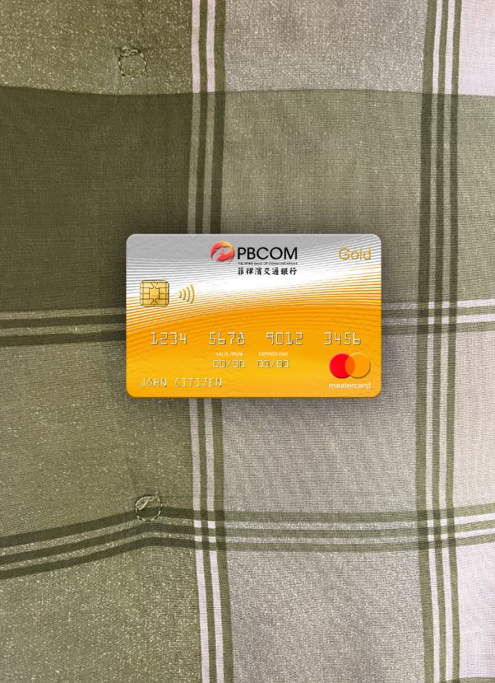 Premium Herunterladen Philippinen Bank von Communications Mastercard Gold Foto-Look Vorderseite Photoshop Vorlage