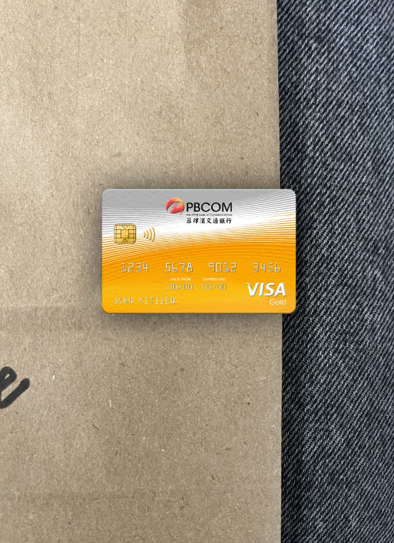 Premium Herunterladen Philippinen Bank von Communications Visa Gold Karte Foto-Look Vorderseite Photoshop Vorlage
