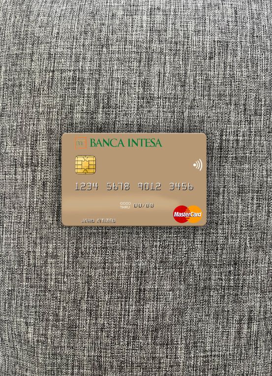 Editierbare Herunterladen Polen Banca Intesa Mastercard Foto-Look Vorderseite Photoshop Vorlage