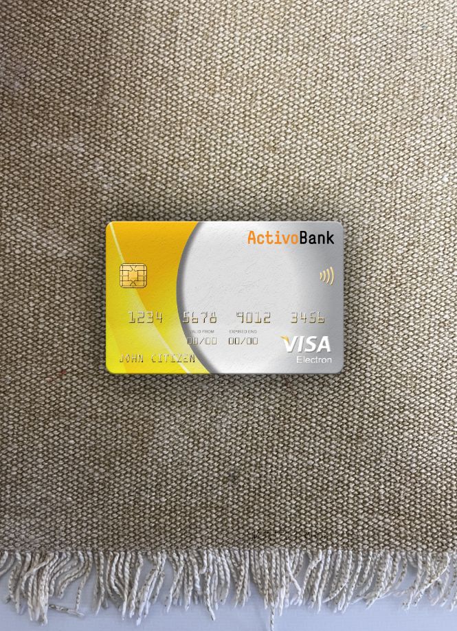 Realistische Herunterladen Portugal Activobank Visa Electron Karte Foto-Look Vorderseite Photoshop Vorlage