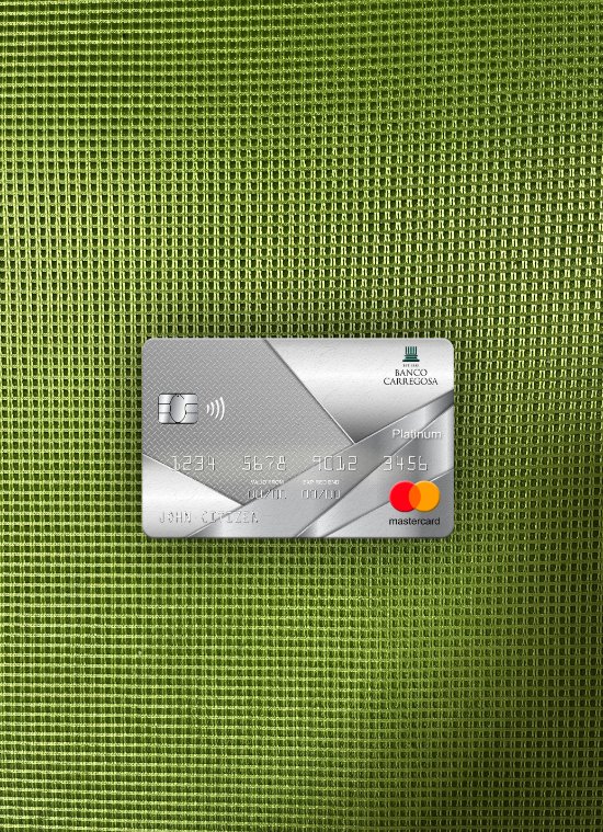 Realistische Herunterladen Portugal Banco Carregosa Bank Mastercard Platin Foto-Look Vorderseite Photoshop Vorlage
