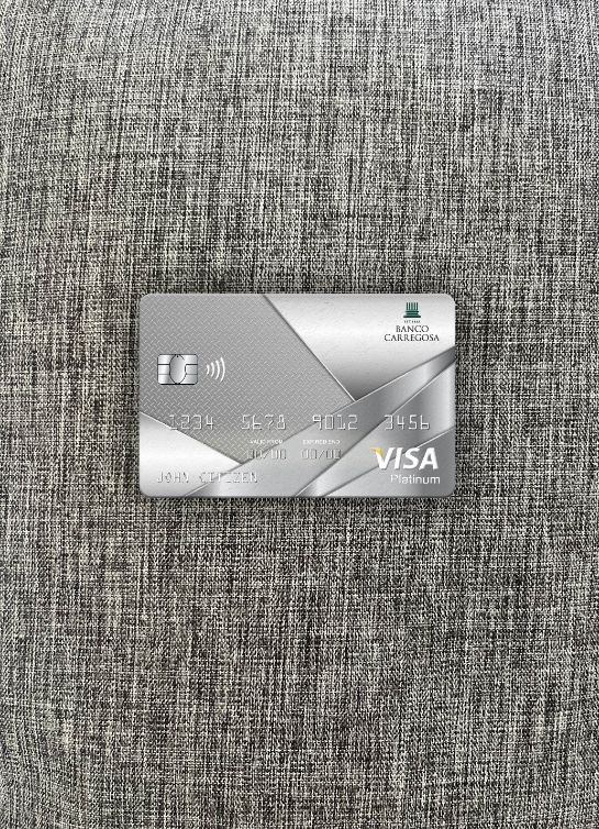 Realistische Herunterladen Portugal Banco Carregosa Bank Visa Platin Karte Foto-Look Vorderseite Photoshop Vorlage