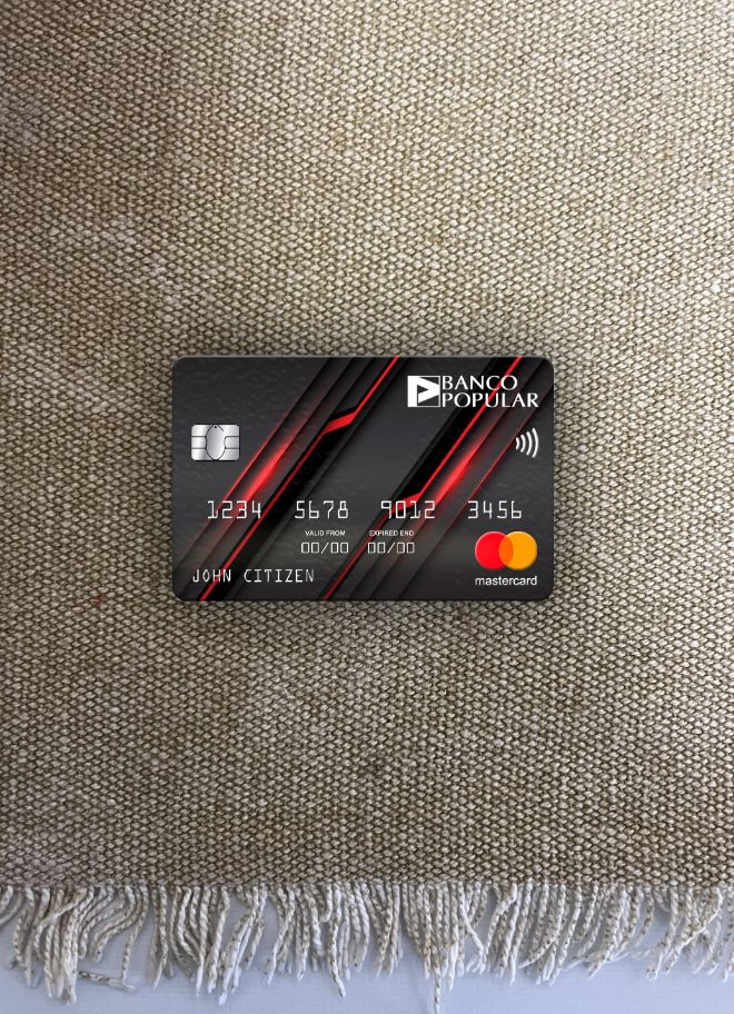 Professionelle Herunterladen Portugal Banco Popular Bank Mastercard Foto-Look Vorderseite Photoshop Vorlage