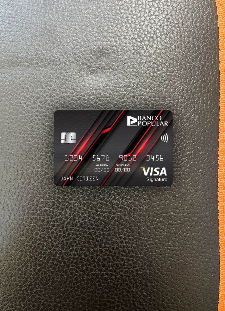 Premium Herunterladen Portugal Banco Popular Bank Visa Signature Karte Foto-Look Vorderseite Photoshop Vorlage
