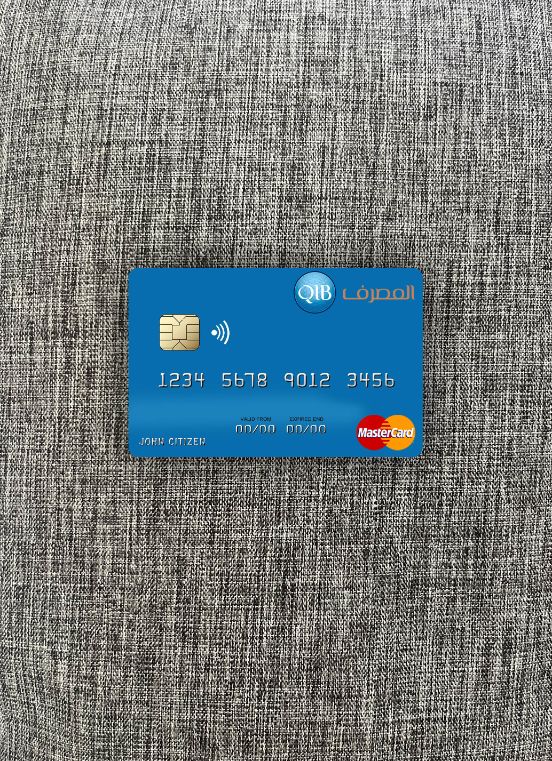 Hochwertige Herunterladen Katar Islamisch Bank Mastercard Foto-Look Vorderseite Photoshop Vorlage