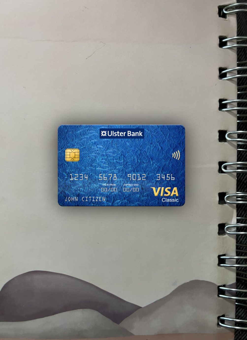 Premium Herunterladen Republik von Irland Ulster Bank Visa Classic Karte Foto-Look Vorderseite Photoshop Vorlage