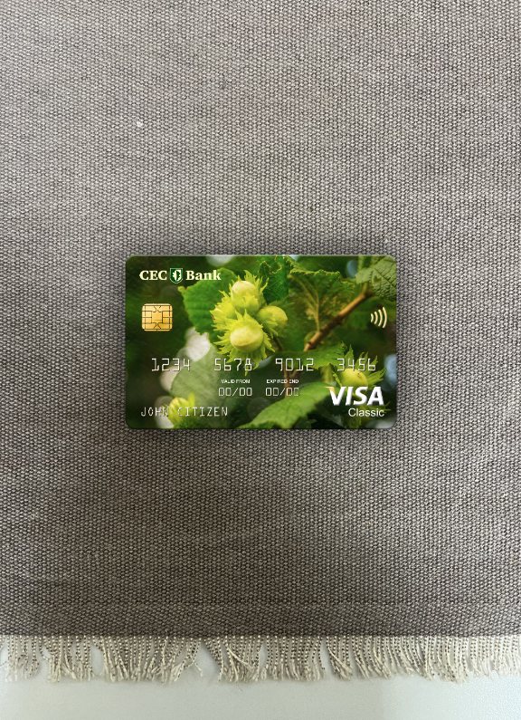 Premium Herunterladen Rumänien CEC Bank Visa Classic Karte Foto-Look Vorderseite Photoshop Vorlage