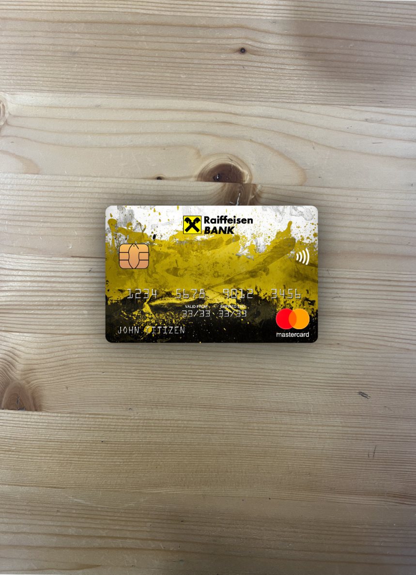 Professionelle Herunterladen Rumänien Raiffeisen Bank Mastercard Foto-Look Vorderseite Photoshop Vorlage
