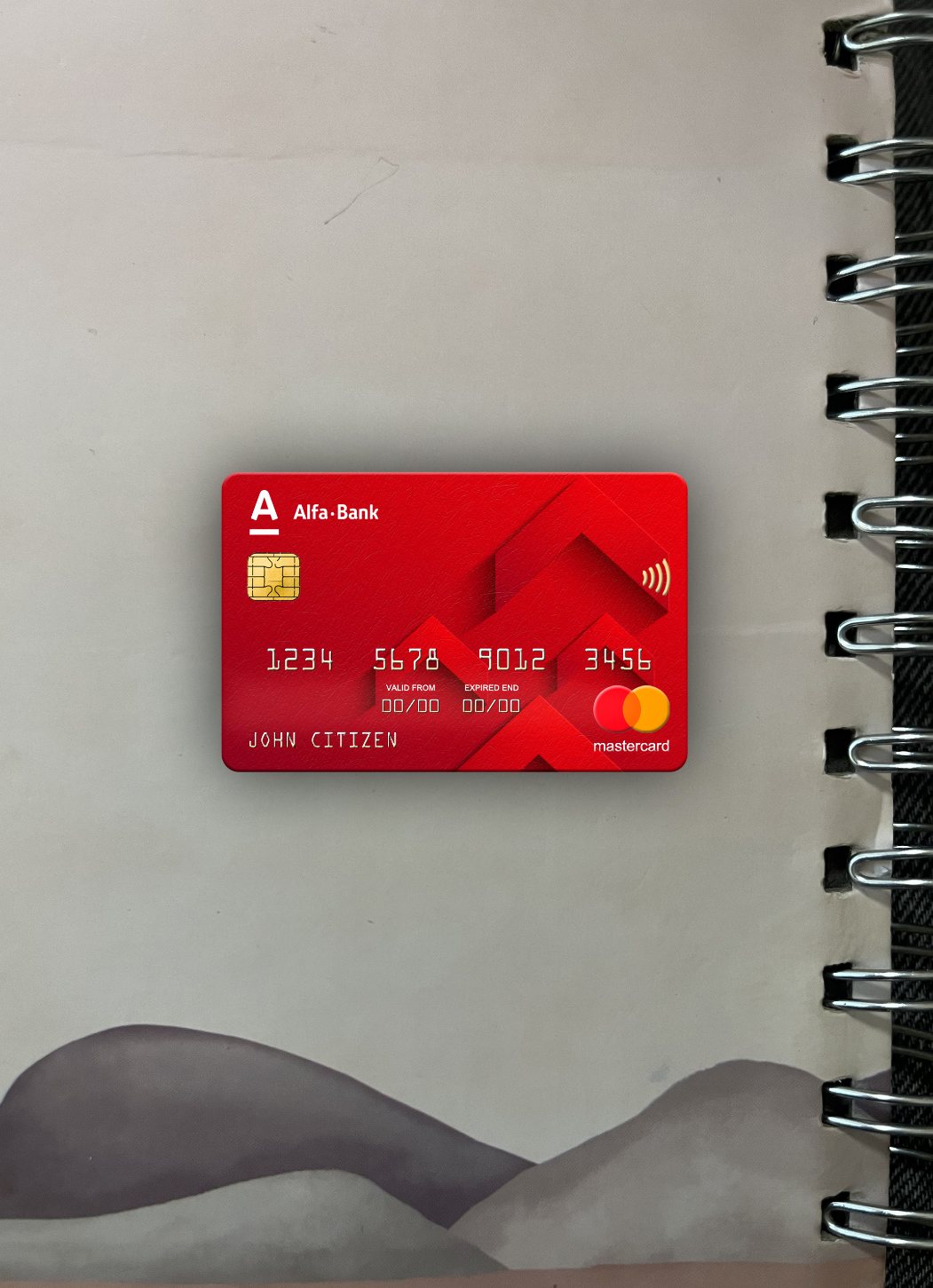Editierbare Herunterladen Russland Alfa Bank Mastercard Foto-Look Vorderseite Photoshop Vorlage