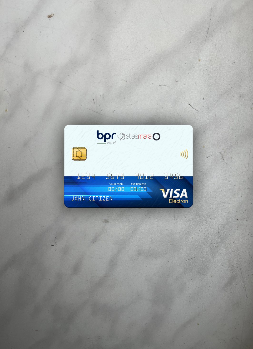 Hochwertige Herunterladen Ruanda BPR Bank Visa Electron Karte Foto-Look Vorderseite Photoshop Vorlage