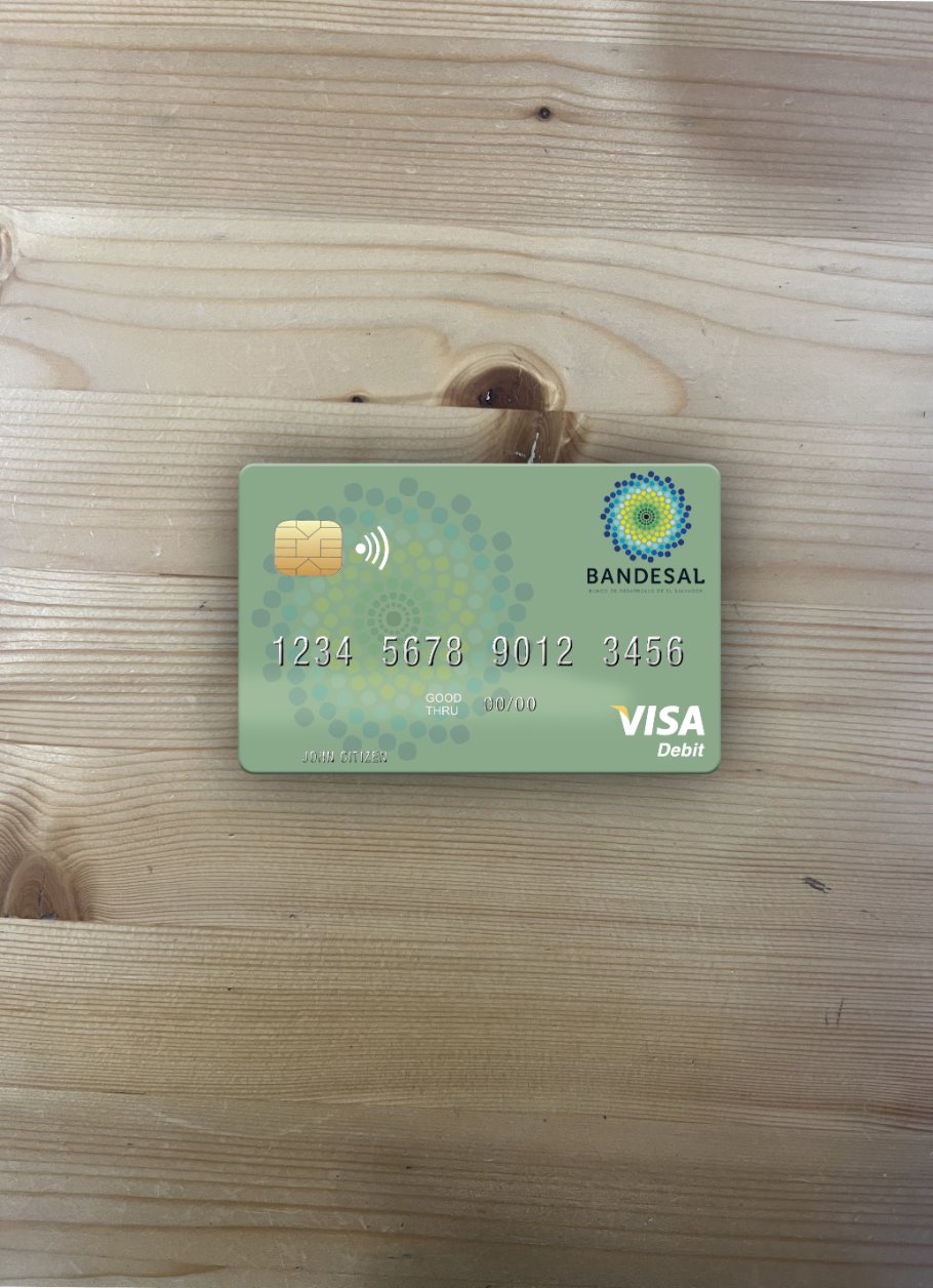 Hochwertige Herunterladen Salvador Bandesal Bank Visa Debit Karte Foto-Look Vorderseite Photoshop Vorlage