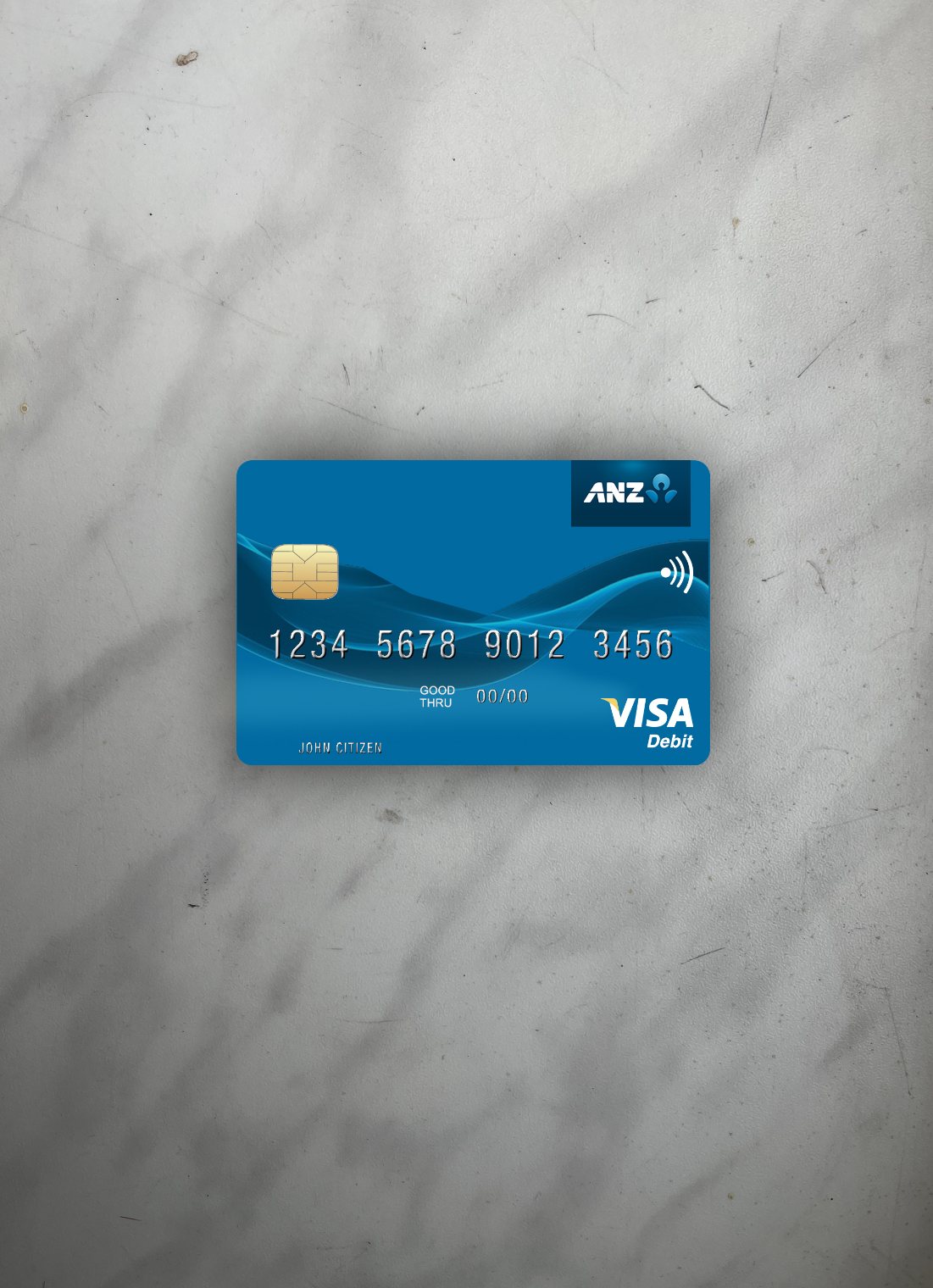 Realistische Herunterladen Samoa ANZ Bank Visa Debit Karte Foto-Look Vorderseite Photoshop Vorlage