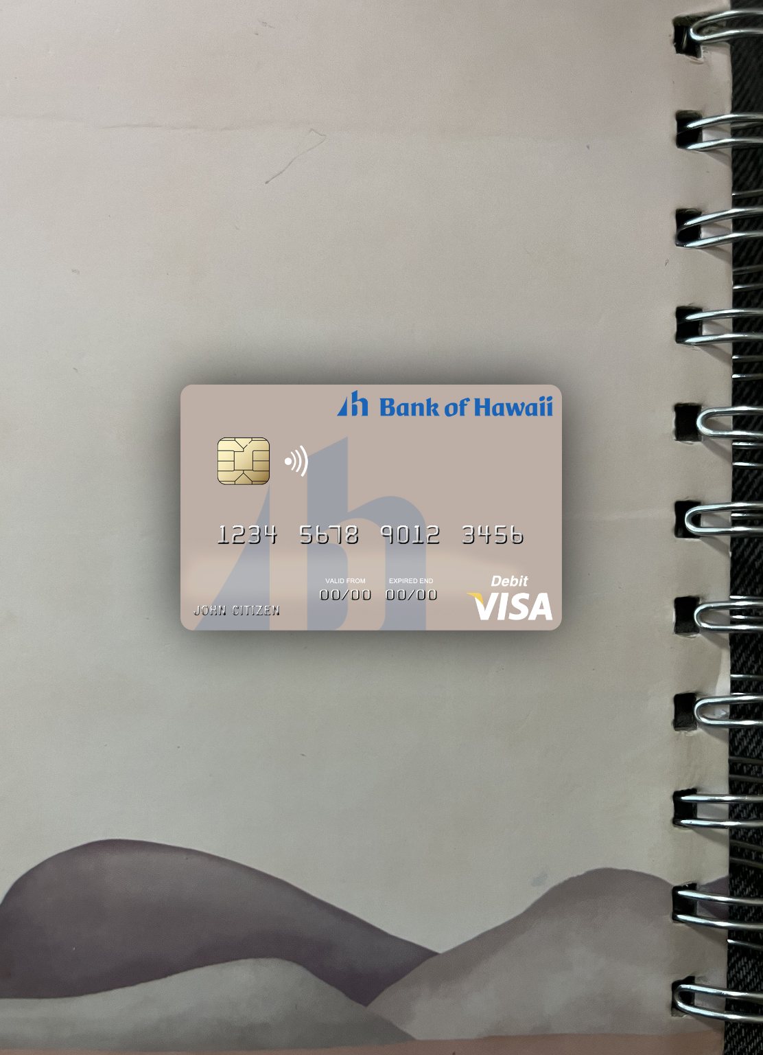 Editierbare Herunterladen Samoa Bank von Hawaii Visa Debit Karte Foto-Look Vorderseite Photoshop Vorlage
