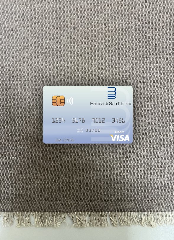 Premium Herunterladen San Marino Banca Di San Marino Visa Debit Karte Foto-Look Vorderseite Photoshop Vorlage