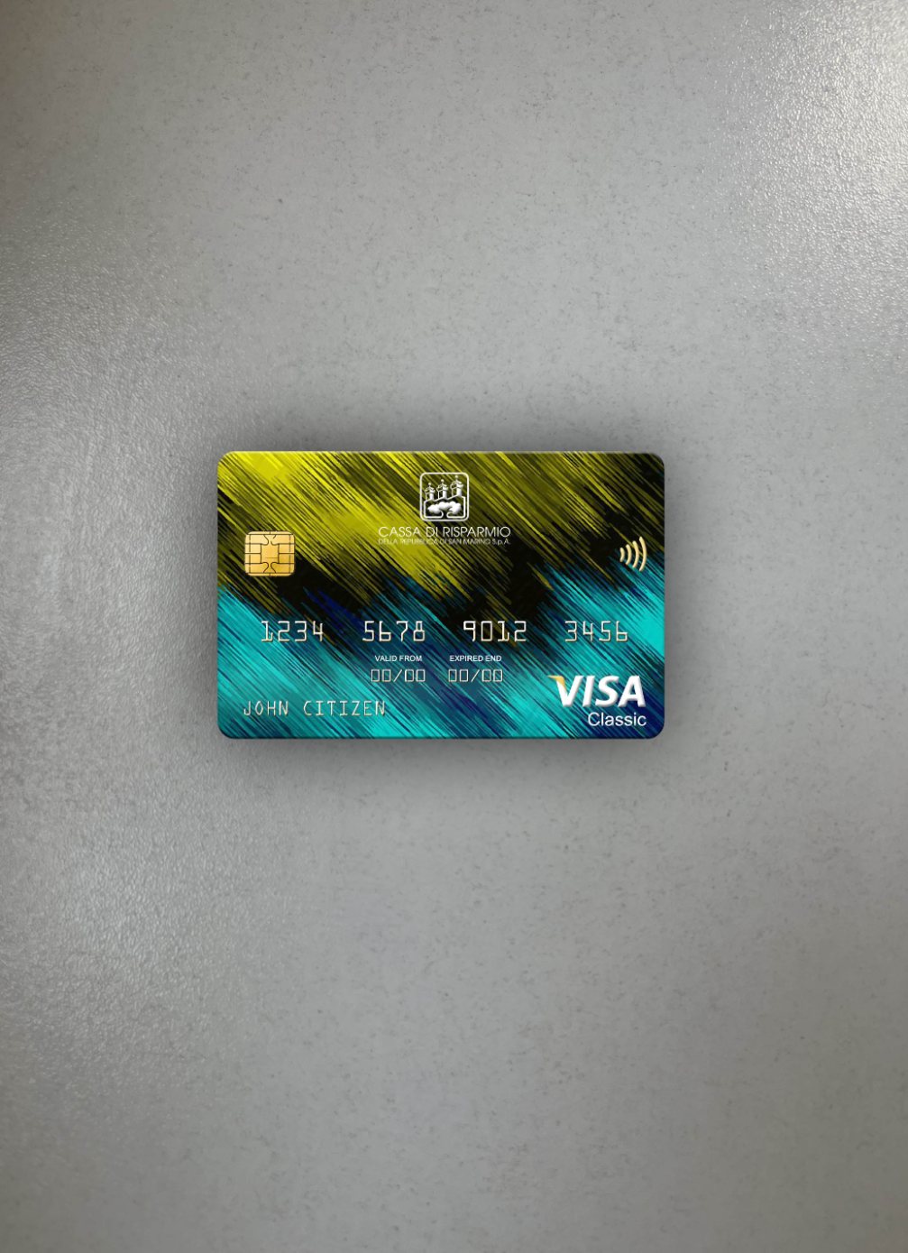Editierbare Herunterladen San Marino Cassa Di Risparmio Bank Visa Classic Karte Foto-Look Vorderseite Photoshop Vorlage