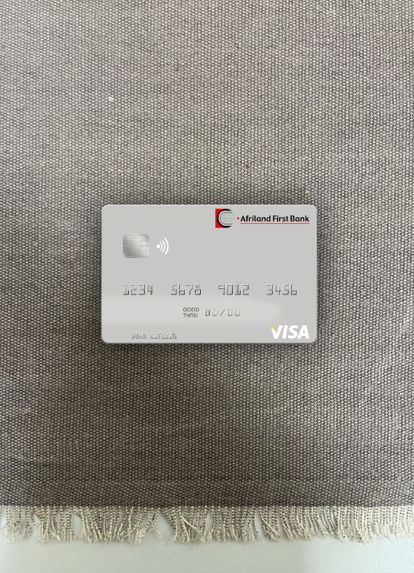Realistische Herunterladen Sao Tome und Principe Afriland Erste Bank Visa Debit Karte Foto-Look Vorderseite Photoshop Vorlage