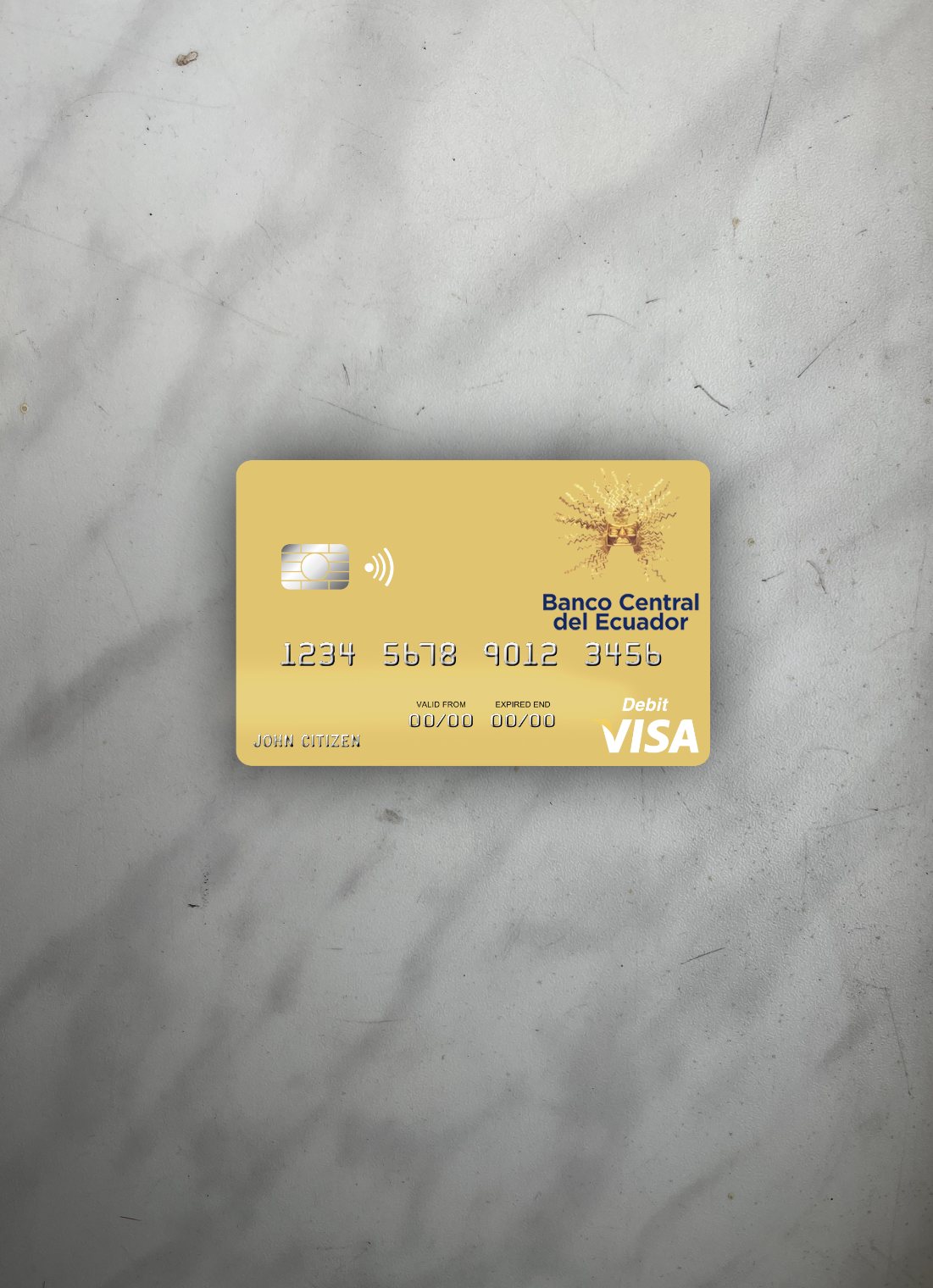 Professionelle Herunterladen Sao Tome und Principe Banco Ecuador Visa Debit Karte Foto-Look Vorderseite Photoshop Vorlage
