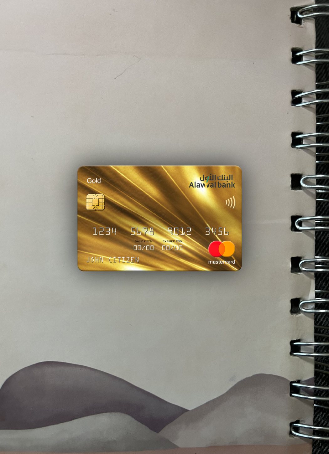 Professionelle Herunterladen Saudi-Arabien Alawwal Bank Mastercard Gold Foto-Look Vorderseite Photoshop Vorlage