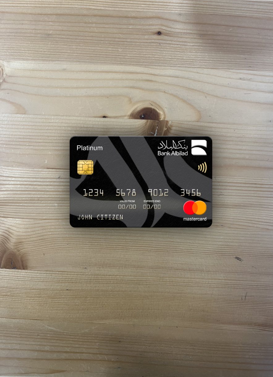 Premium Herunterladen Saudi-Arabien Bank Albilad Bank Platin Mastercard Foto-Look Vorderseite Photoshop Vorlage