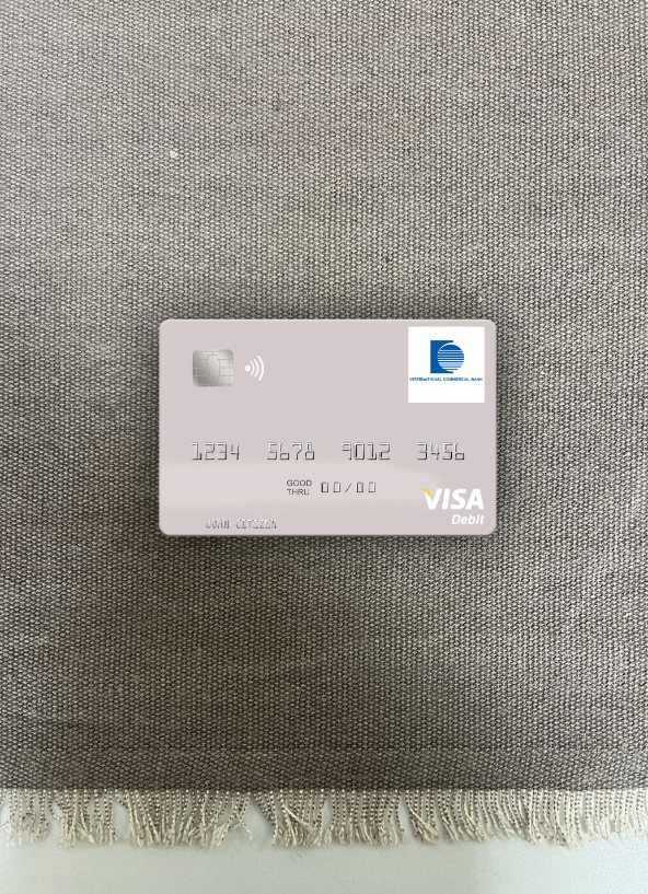Hochwertige Herunterladen Senegal The International Kommerziell Bank Visa Debit Karte Foto-Look Vorderseite Photoshop Vorlage
