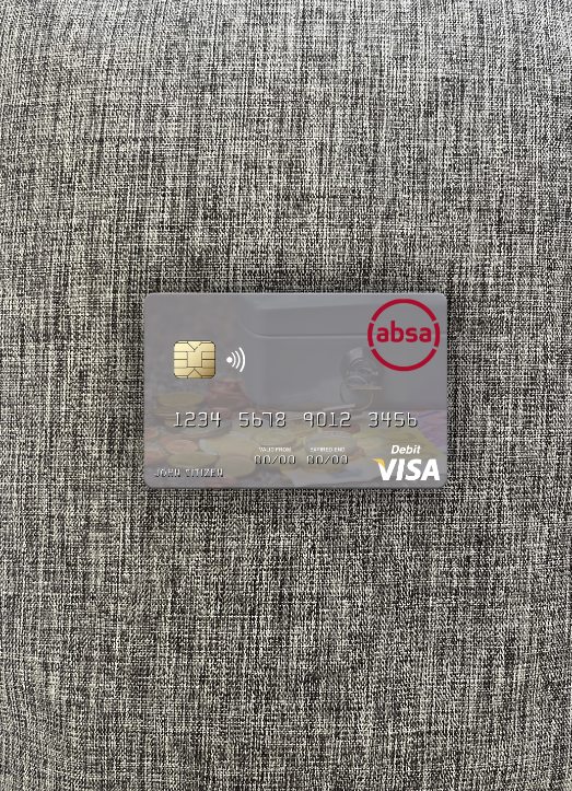 Editierbare Herunterladen Seychellen Absa Bank Seychellen Visa Debit Karte Foto-Look Vorderseite Photoshop Vorlage
