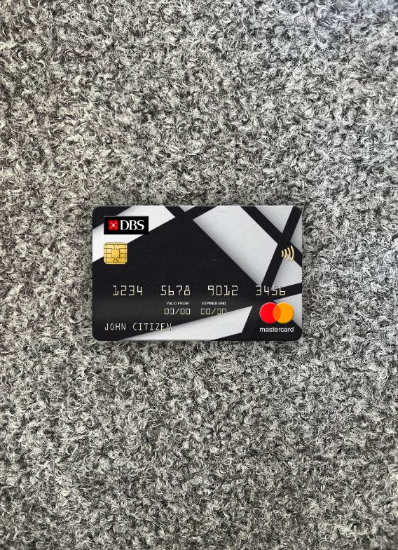 Editierbare Herunterladen Singapur DBS Bank Mastercard Foto-Look Vorderseite Photoshop Vorlage