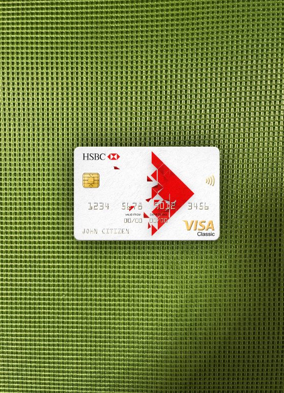 Hochwertige Herunterladen Singapur HSBC Bank Visa Classic Karte Foto-Look Vorderseite Photoshop Vorlage