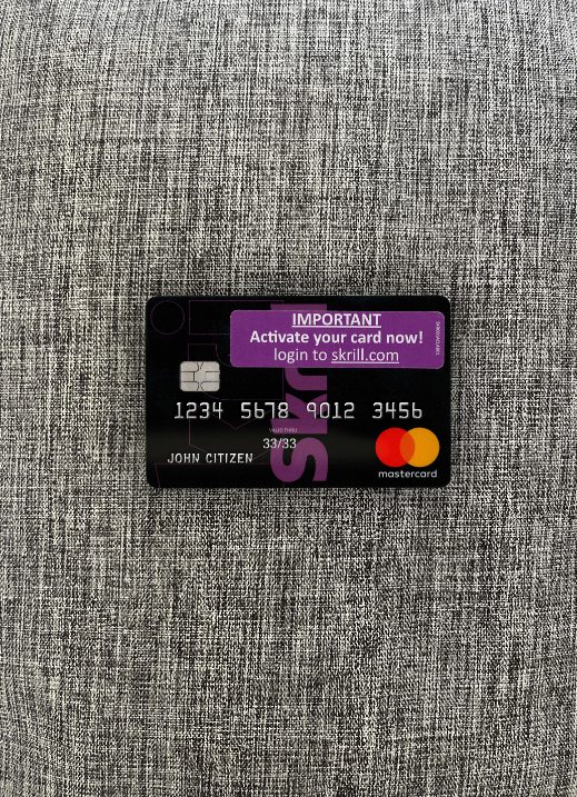 Editierbare Herunterladen Skrill Mastercard 2 Foto-Look Vorderseite Photoshop Vorlage