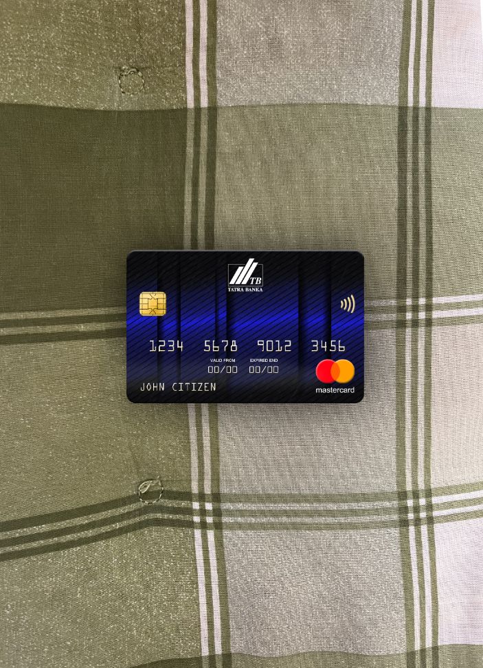 Professionelle Herunterladen Slowakei Tatra Bank Mastercard Blau Foto-Look Vorderseite Photoshop Vorlage