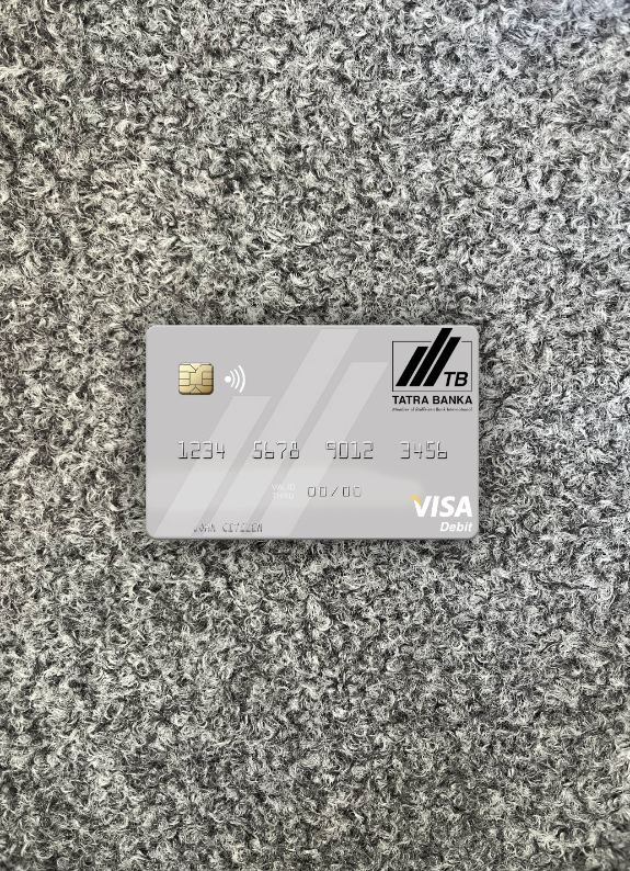 Editierbare Herunterladen Slowakei Tatra Banka Visa Debit Karte Foto-Look Vorderseite Photoshop Vorlage