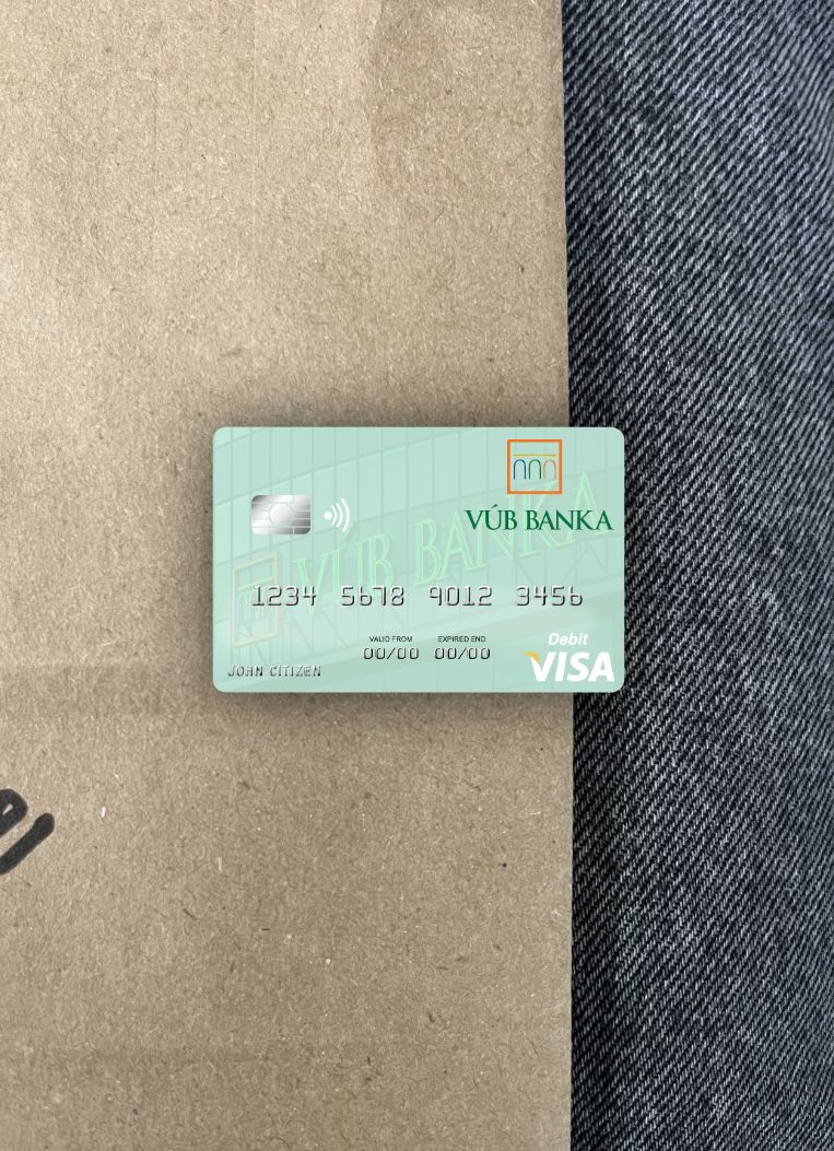 Hochwertige Herunterladen Slowakei VÚB Banka Visa Debit Karte Foto-Look Vorderseite Photoshop Vorlage