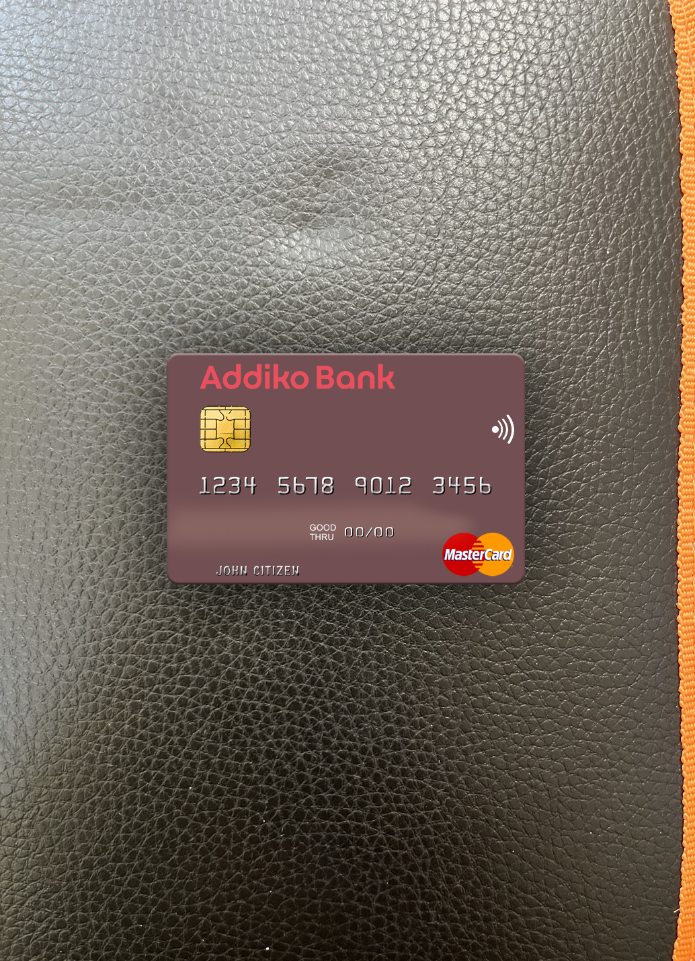 Editierbare Herunterladen Slowenien Addiko Bank Mastercard Foto-Look Vorderseite Photoshop Vorlage