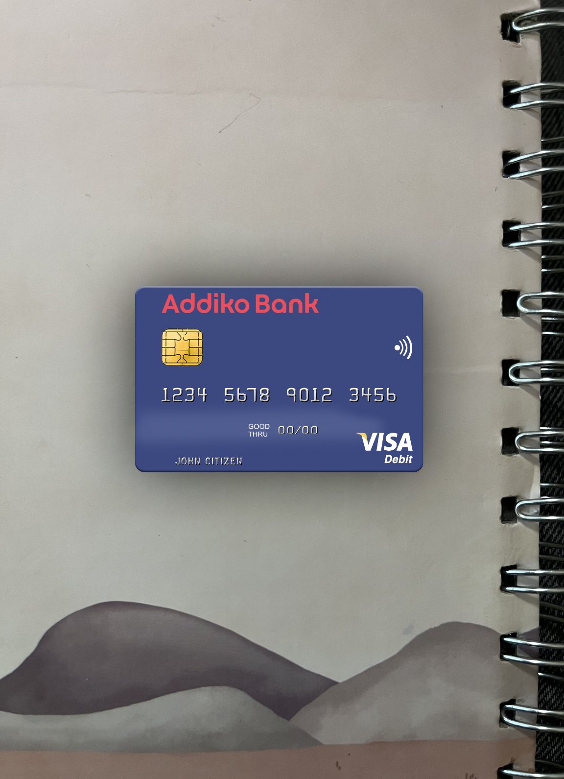 Hochwertige Herunterladen Slowenien Addiko Bank Visa Debit Karte Foto-Look Vorderseite Photoshop Vorlage