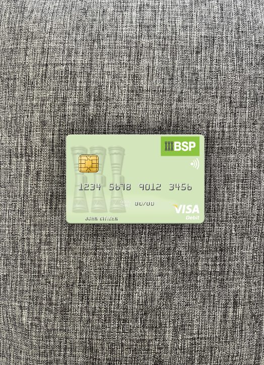 Hochwertige Herunterladen Salomonen BSP Bank Visa Debit Karte Foto-Look Vorderseite Photoshop Vorlage