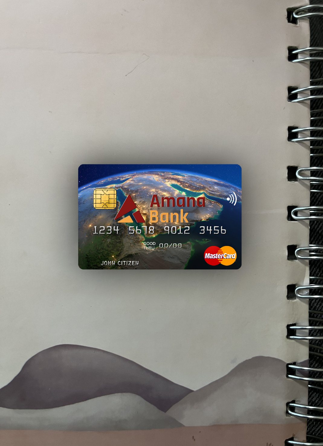 Hochwertige Herunterladen Somalia Amana Bank Mastercard Foto-Look Vorderseite Photoshop Vorlage