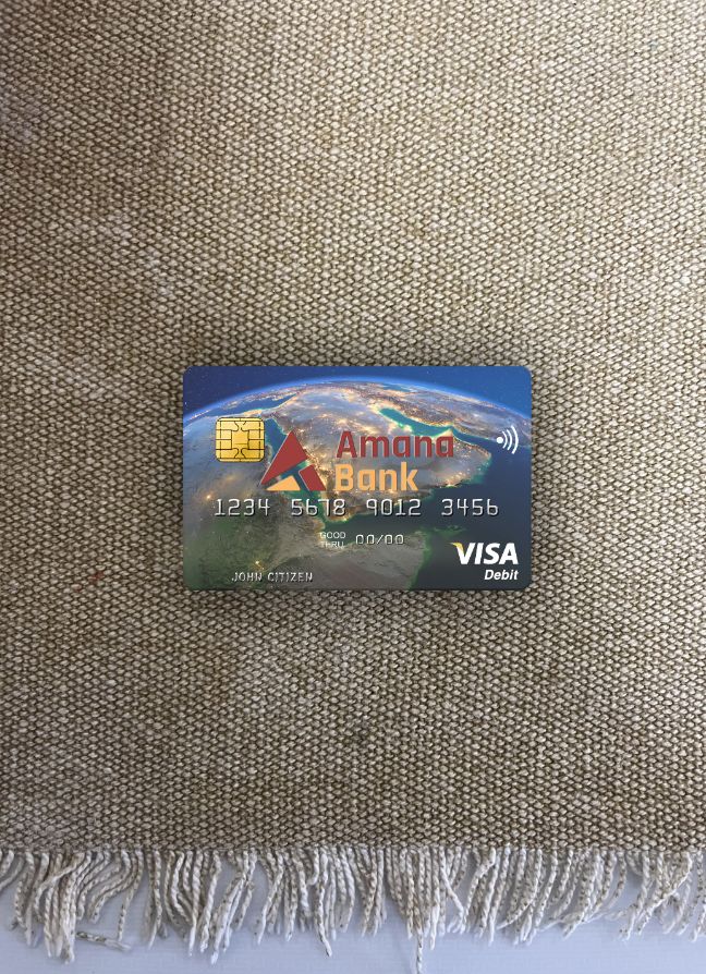 Editierbare Herunterladen Somalia Amana Bank Visa Debit Karte Foto-Look Vorderseite Photoshop Vorlage