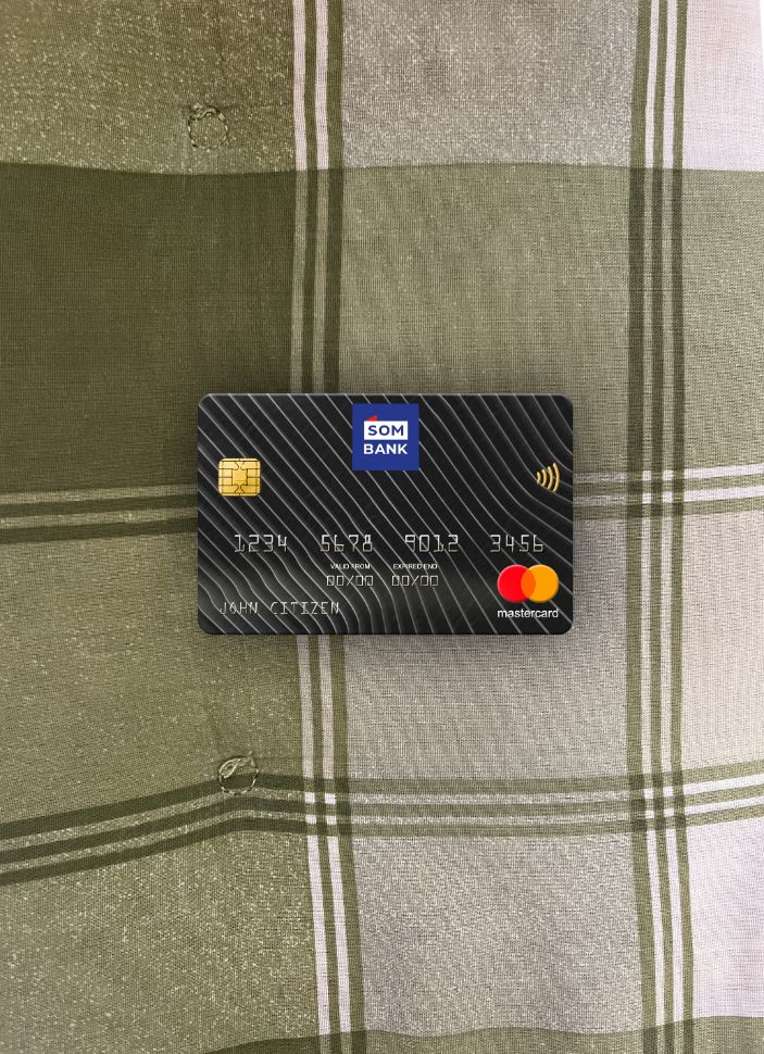 Hochwertige Herunterladen Somalia Sombank Mastercard Foto-Look Vorderseite Photoshop Vorlage